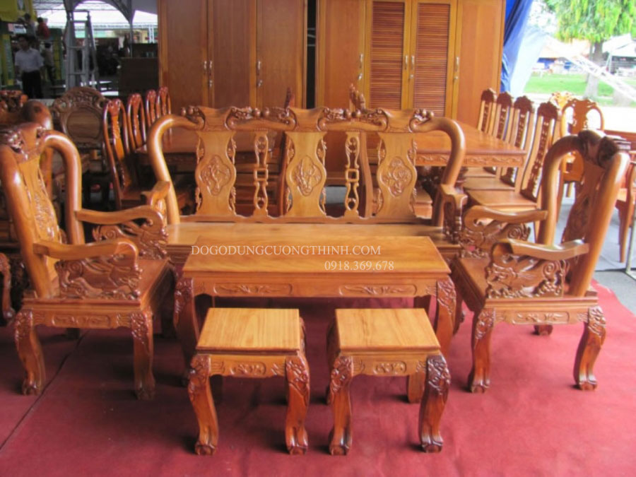 Bàn ghế gõ đỏ tay 10