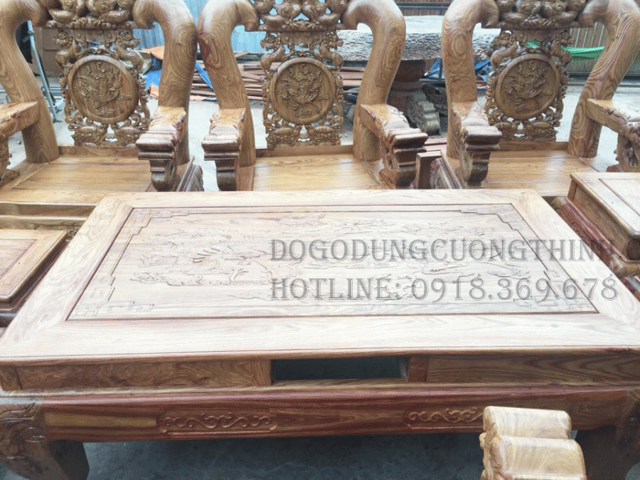 salon gô hương chạm rồng