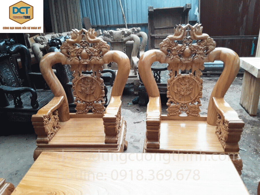 hai ghế đơn chạm rồng