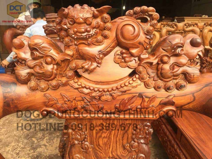 bàn ghế cẩm lai chạm Nghê