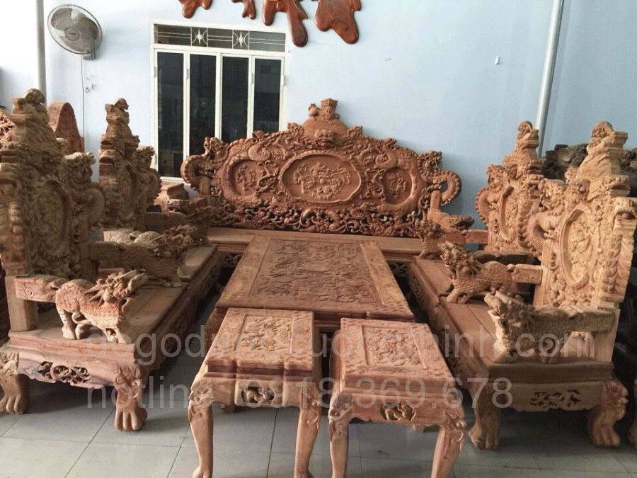 bàn ghế hương chạm rồng đỉnh