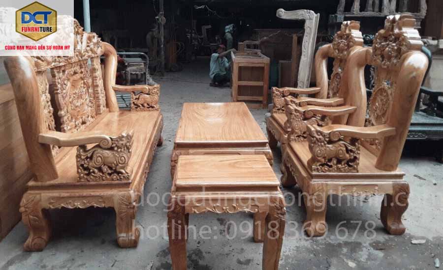 bàn ghế gõ đỏ chạm Rồng