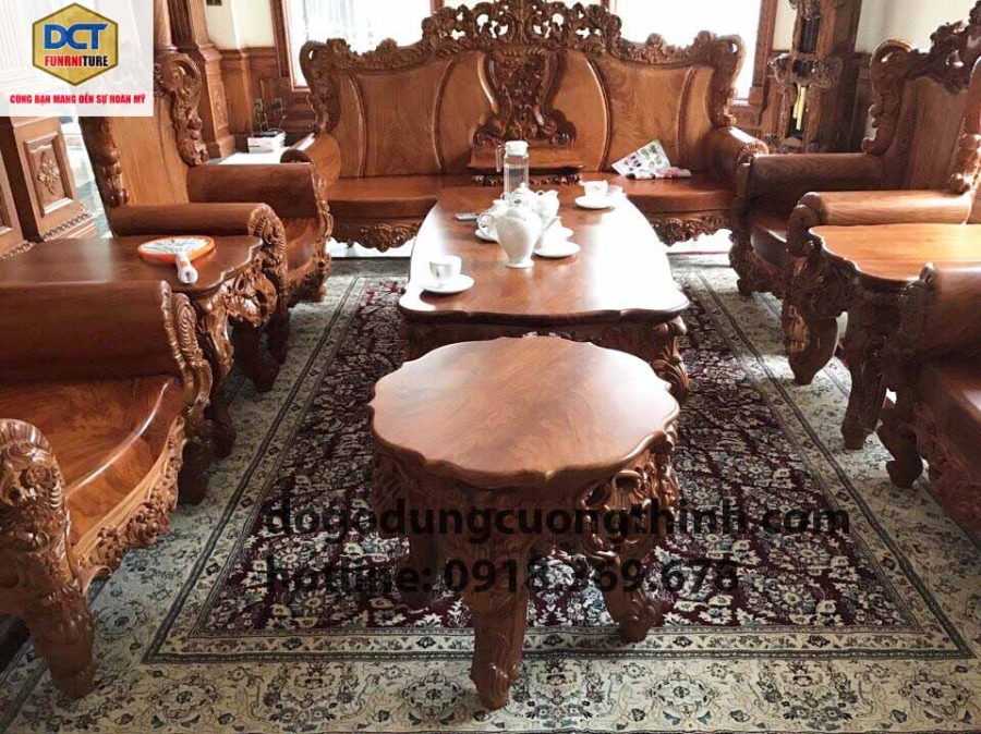 sofa phòng khách gõ đỏ