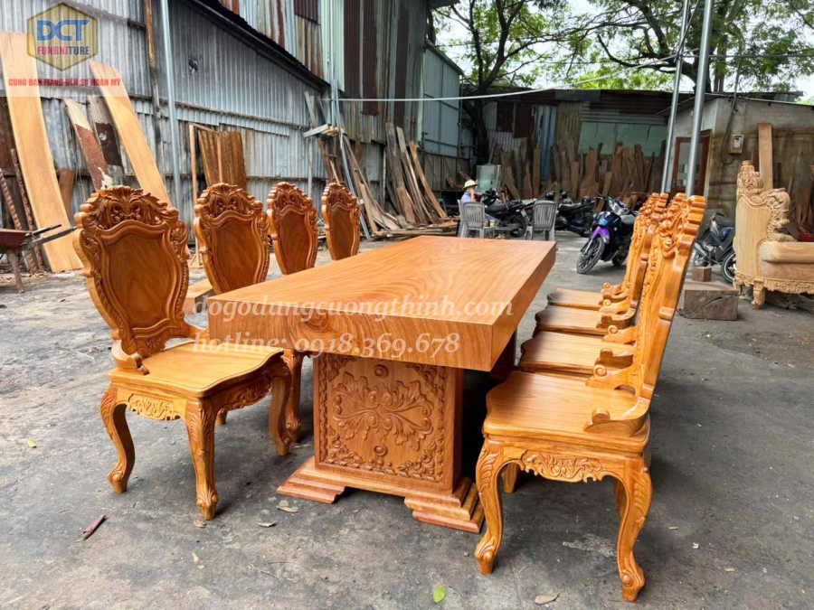 Bộ bàn ăn gõ gõ đỏ BA42GD