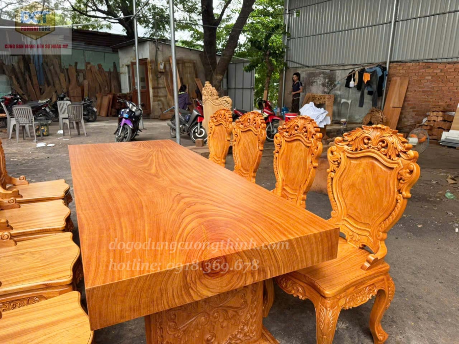 Bộ bàn ăn gõ gõ đỏ BA42GD