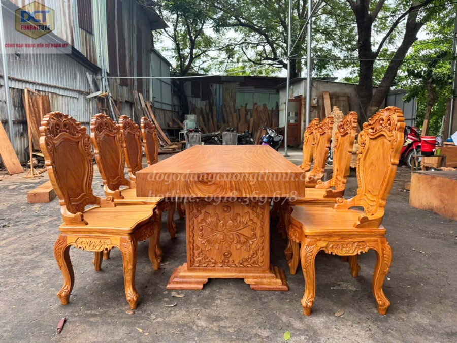 Bộ bàn ăn gõ gõ đỏ BA42GD