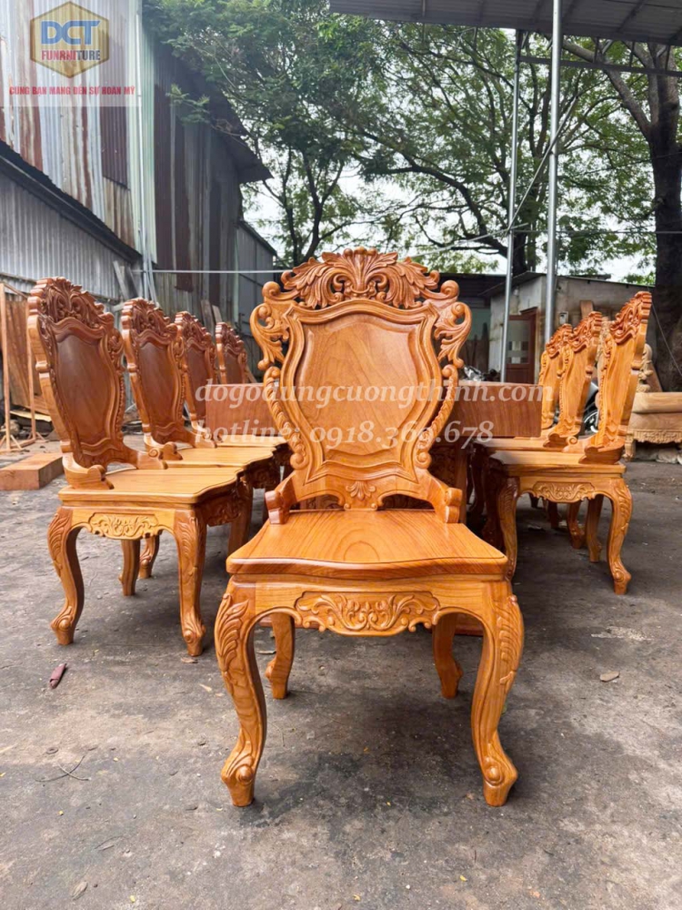 Bộ bàn ăn gõ gõ đỏ BA42GD