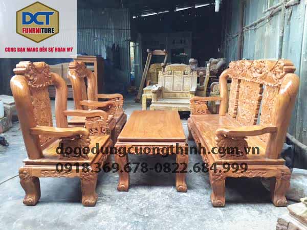 bàn ghế gõ đỏ chạm voi