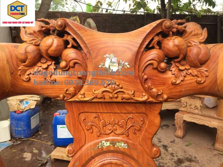 bàn ghế gõ đỏ chạm Rồng