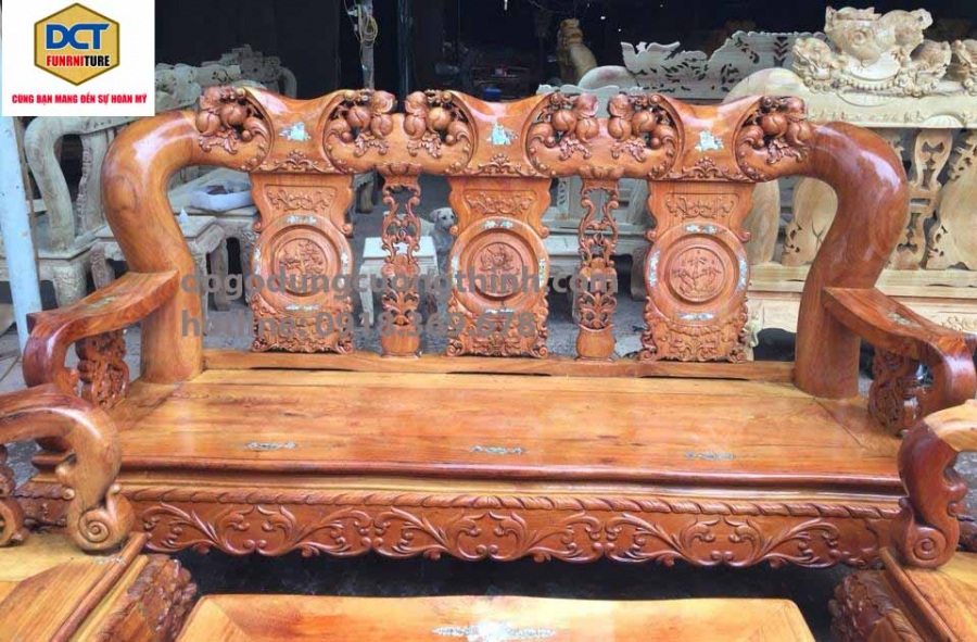 bàn ghế gõ đỏ cẩn ốc