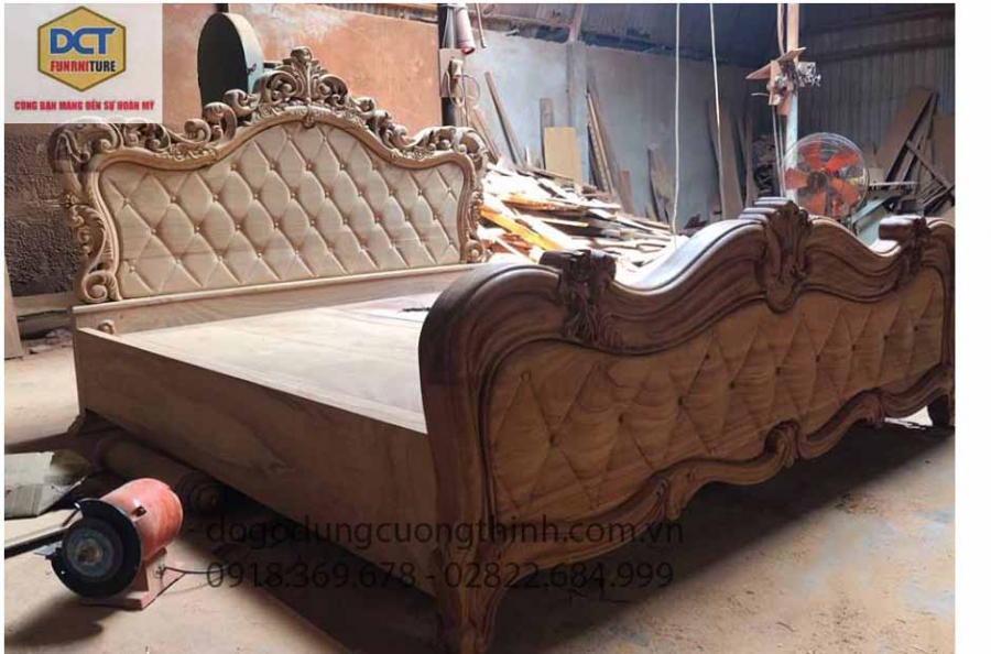 Mẫu giường ngủ tân cổ điển G38GD gỗ gõ đỏ