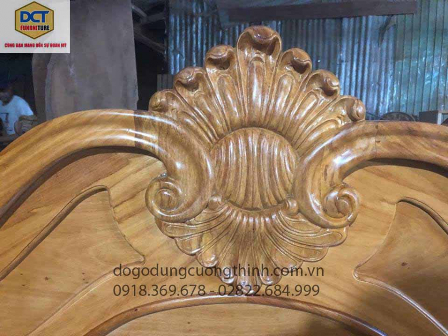 Mẫu giường ngủ tân cổ điển G37GD gỗ gõ đỏ cao cấp