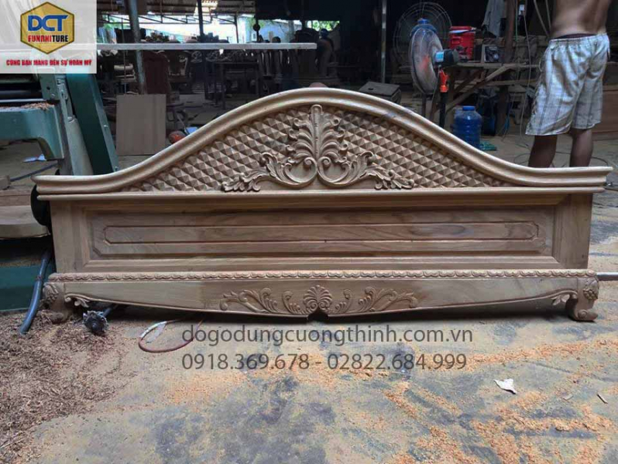 Mẫu giường ngủ tân cổ điển G36GD gỗ gõ đỏ cao cấp