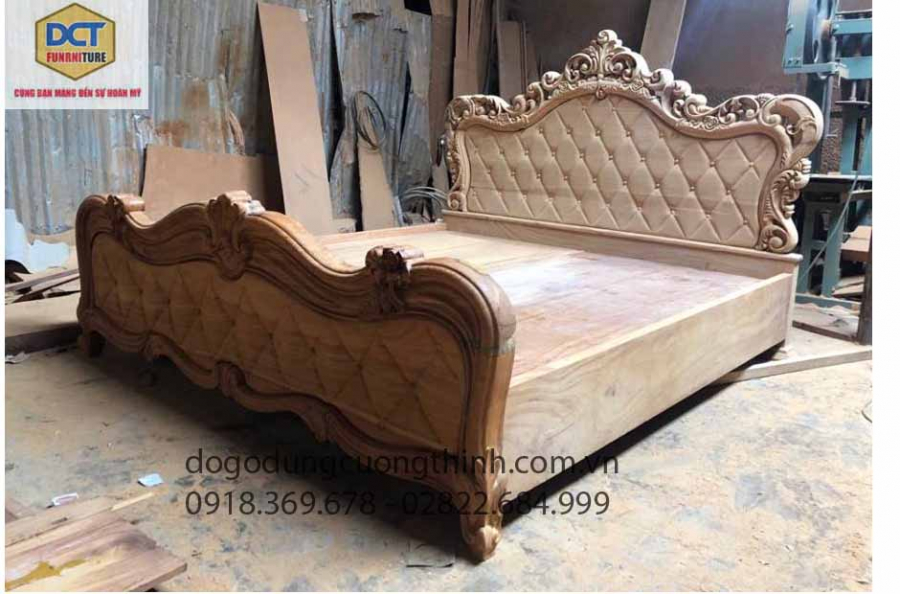 Mẫu giường ngủ tân cổ điển G38GD gỗ gõ đỏ