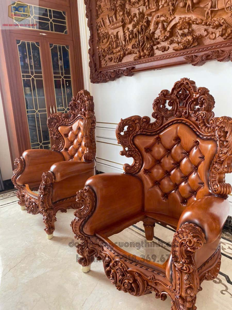 Bộ sofa hoàng gia gỗ gõ đỏ đẳng cấp PD145GD