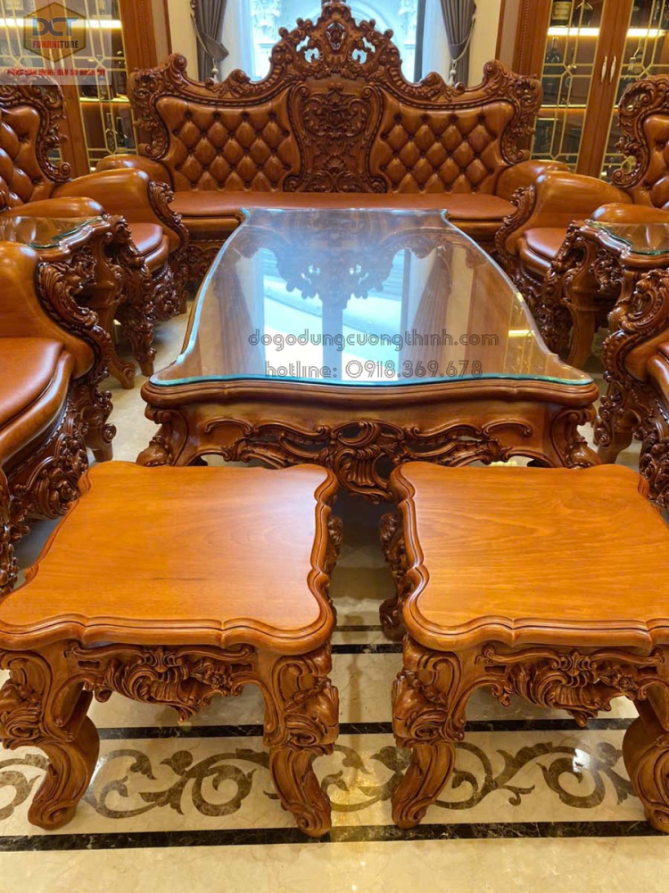 Bộ sofa hoàng gia gỗ gõ đỏ PD145GD
