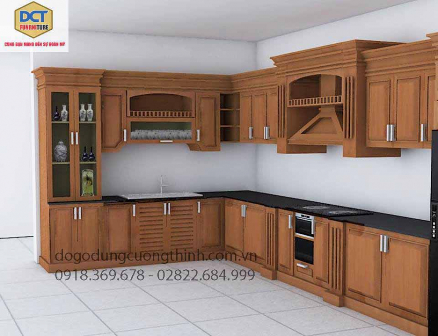 tủ bếp gỗ gõ đỏ