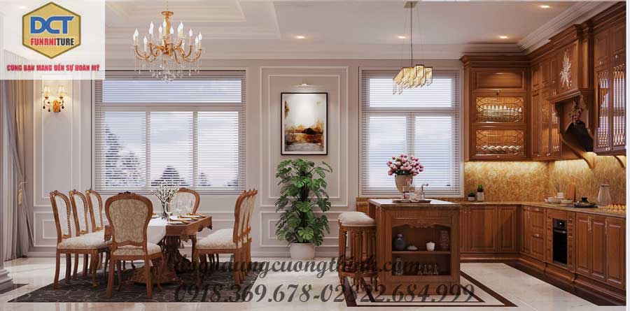 MẪU TỦ BẾP TÂN CỔ ĐIỂN SANG TRỌNG CAO CẤP