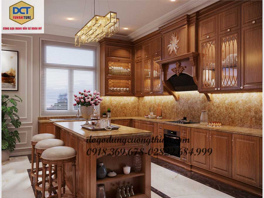 MẪU TỦ BẾP TÂN CỔ ĐIỂN SANG TRỌNG CAO CẤP