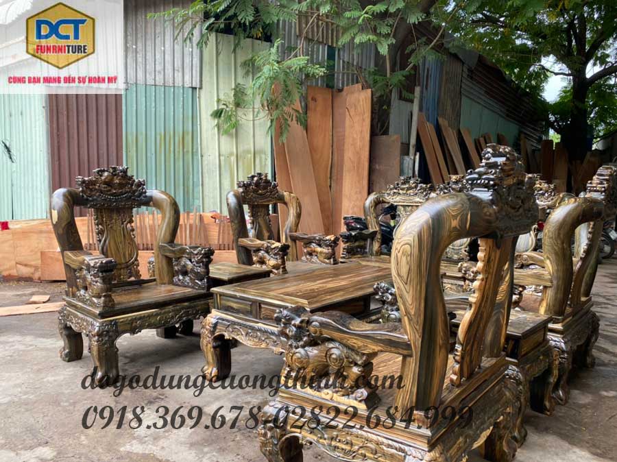 Bộ salon gỗ mun sọc đẹp độc đáo