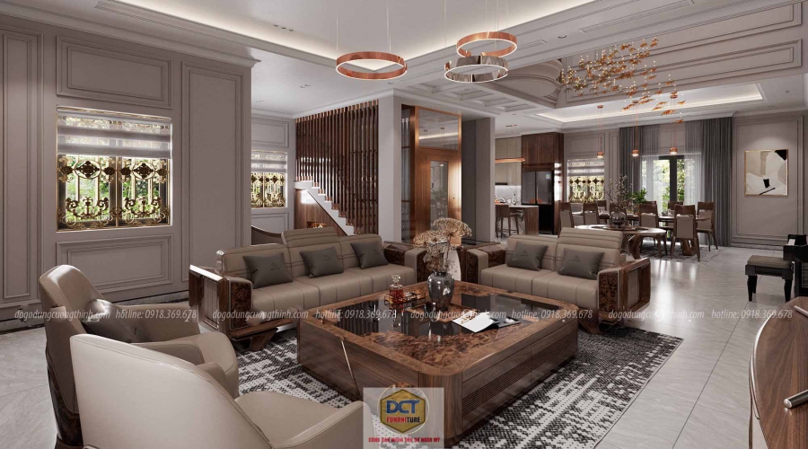 Thi công nội thất gỗ óc chó cao cấp