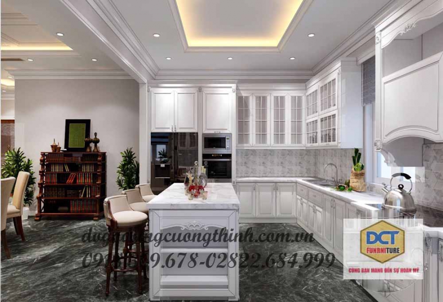 Mẫu tủ bếp tân cổ điển đẹp