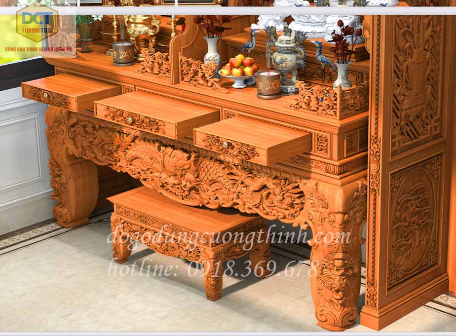 Thi công nội thất phòng thờ nhà thây Dũng Tiền Giang