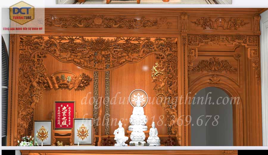 Thi công nội thất phòng thờ nhà thây Dũng Tiền Giang