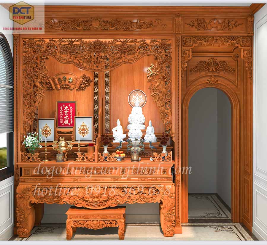 Thi công nội thất phòng thờ nhà thây Dũng Tiền Giang