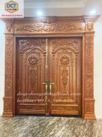 bộ cửa chính 2 cánh gỗ gõ đỏ