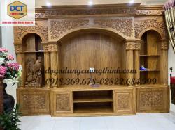 mẩu tủ tivi cổ điển cao cấp gỗ gõ đỏ sang trọng