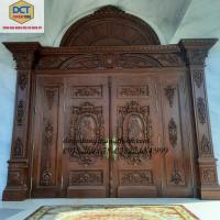 CÁNH CỬA ĐI HAI CÁNH GỖ GÕ ĐỎ CỔ ĐIỂN CAO CẤP