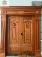 Cửa cổ điển 2 cánh gỗ gõ đỏ CP30GD