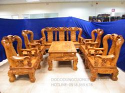 Bộ bàn ghế gỗ cẩm lai chạm đào tay 14- 10 món