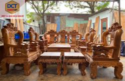 BỘ BÀN GHẾ PHÒNG KHÁCH TAY 14 GỖ GÕ ĐỎ CHẠM NGHÊ PD143GD