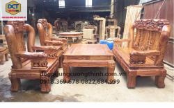 Bộ Salon gỗ Hương tay 16 chạm Voi PD106HG