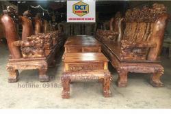 Bộ Salon Cột 18 Cẩm Lai chạm Nghê PD69CM