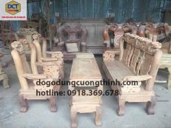 BỘ SALON PHÒNG KHÁCH GÕ GÕ ĐỎ CHẠM NGHÊ TAY 16 PD140GD