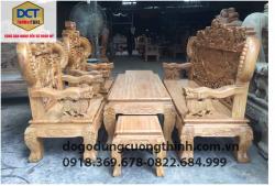 bàn ghế gõ đỏ chạm Rồng