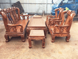 bàn ghế cẩm lai chạm đào tay 12