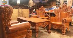 sofa hoàng gia gỗ gõ đỏ