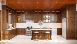 Tủ bếp hiện đại gỗ óc chó cao cấp TB56