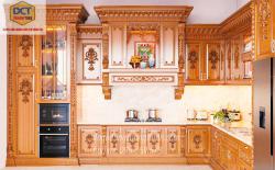 Mẫu tủ bếp tân cổ điển gỗ gõ đỏ TB50GD