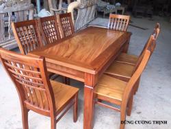 Bộ bàn ăn Căm xe mặt Gõ BA05