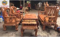 Bộ Salon gỗ Cẩm lai chạm Đào tay 12 PD119CM