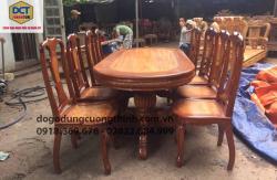 Bộ bàn ăn căm xe mặt gõ đỏ BA30XC