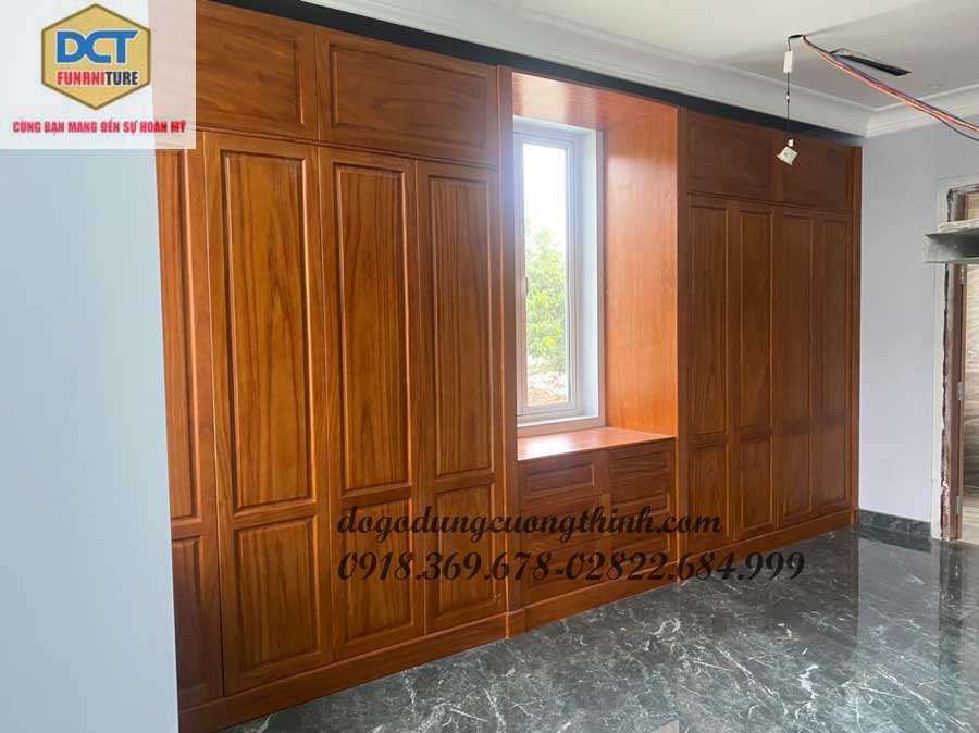 MẪU TỦ ÁO GỖ GÕ ĐỎ SÁT TRẦN TA39GD