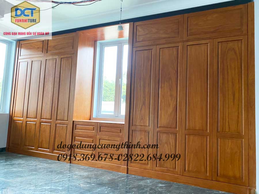 MẪU TỦ ÁO GỖ GÕ ĐỎ SÁT TRẦN TA39GD