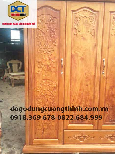 Tủ áo gỗ gõ đỏ 4 cánh TA04