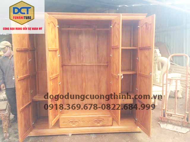 Tủ áo gỗ gõ đỏ 4 cánh TA21